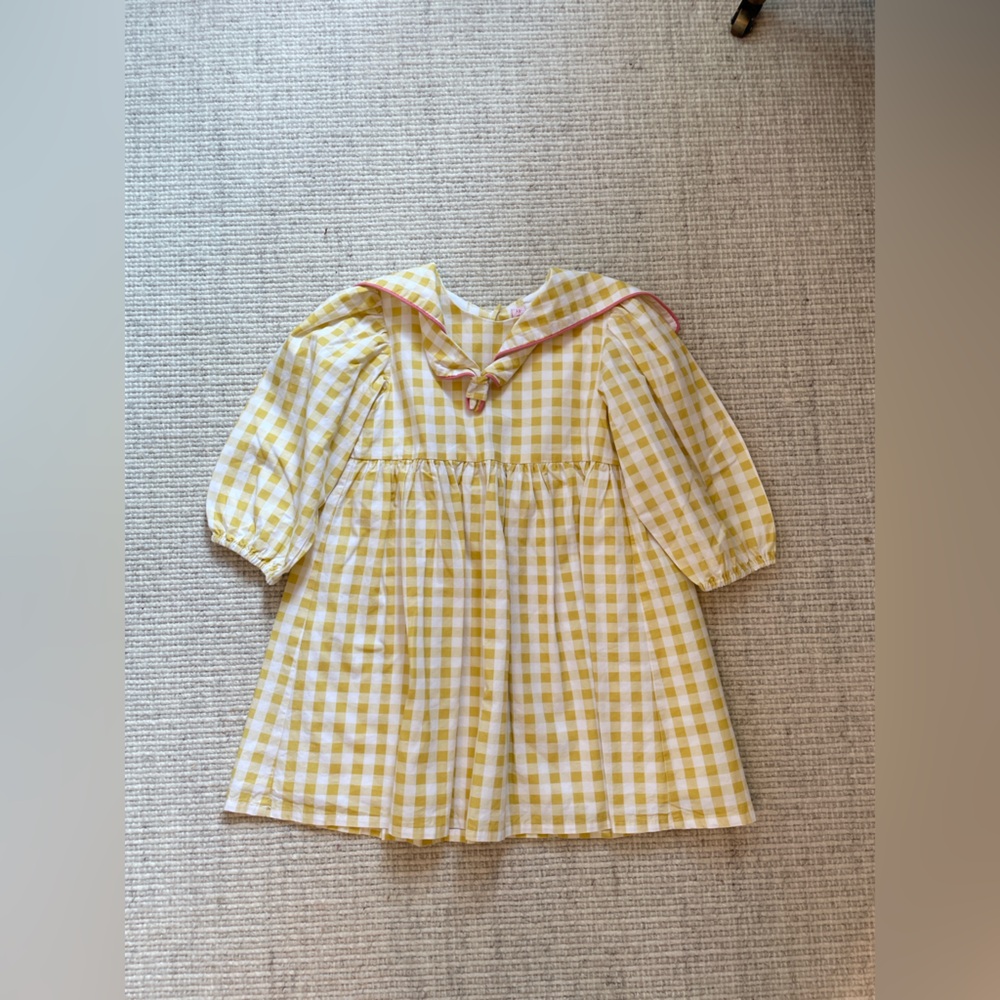 La Coqueta Yellow and White Gingham Dress Size 4